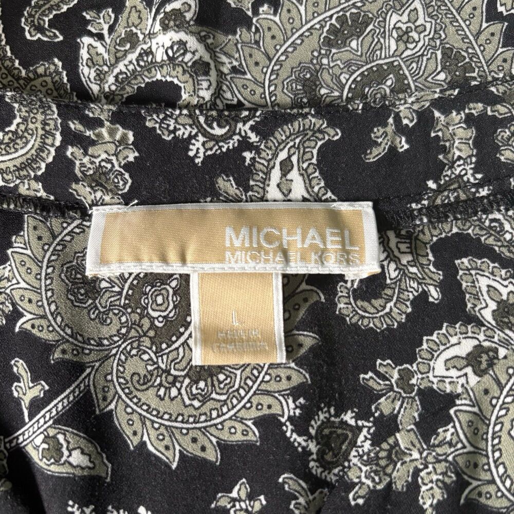 New Michael Kors Blouse  ABSTRACT ARTISIAN GRAPHITE TAILORED FIT SZ L - Picture 12 of 16